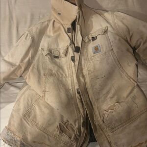 Carhartt Tan Distressed Work Jacket